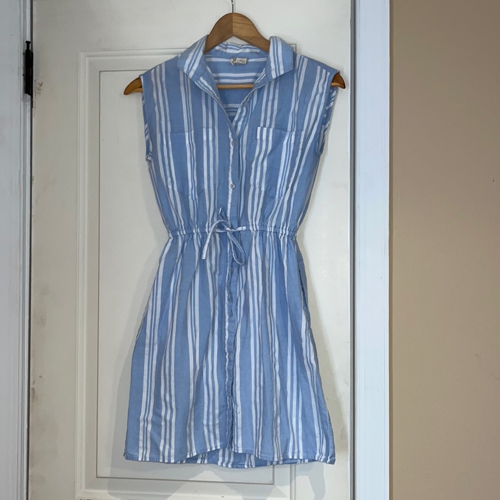 Japna 100% Cotton Tank Stripe Summer Dress with waist tie